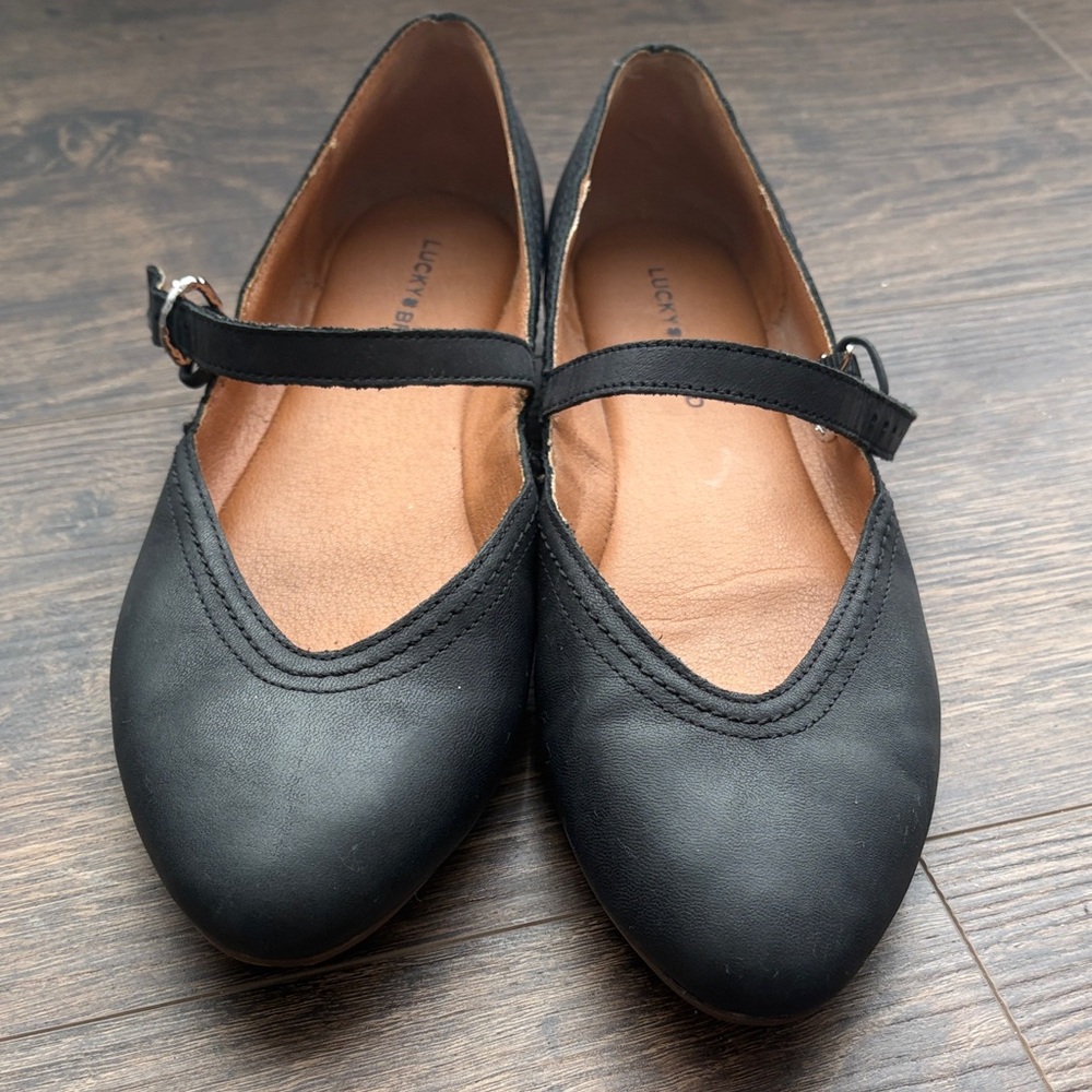 Lucky Brand Black Mary Jane Flats with Adjustable Strap